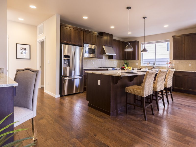 Kitchen with hardwood flooring